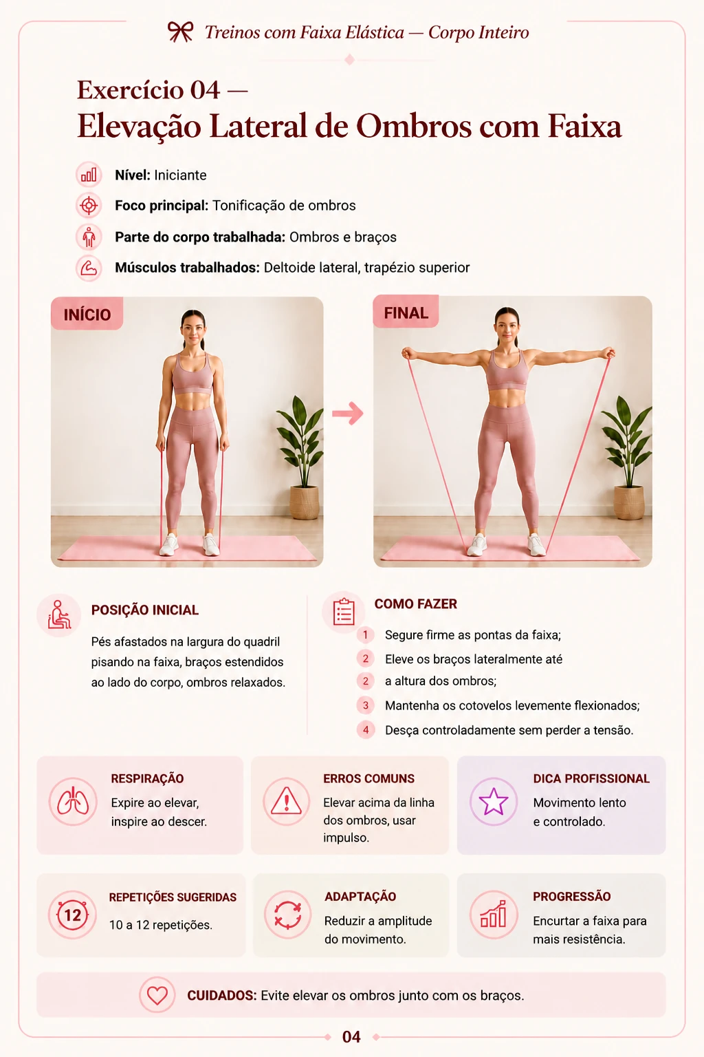 Exercício 04 - Elevação Lateral de Ombros com Faixa