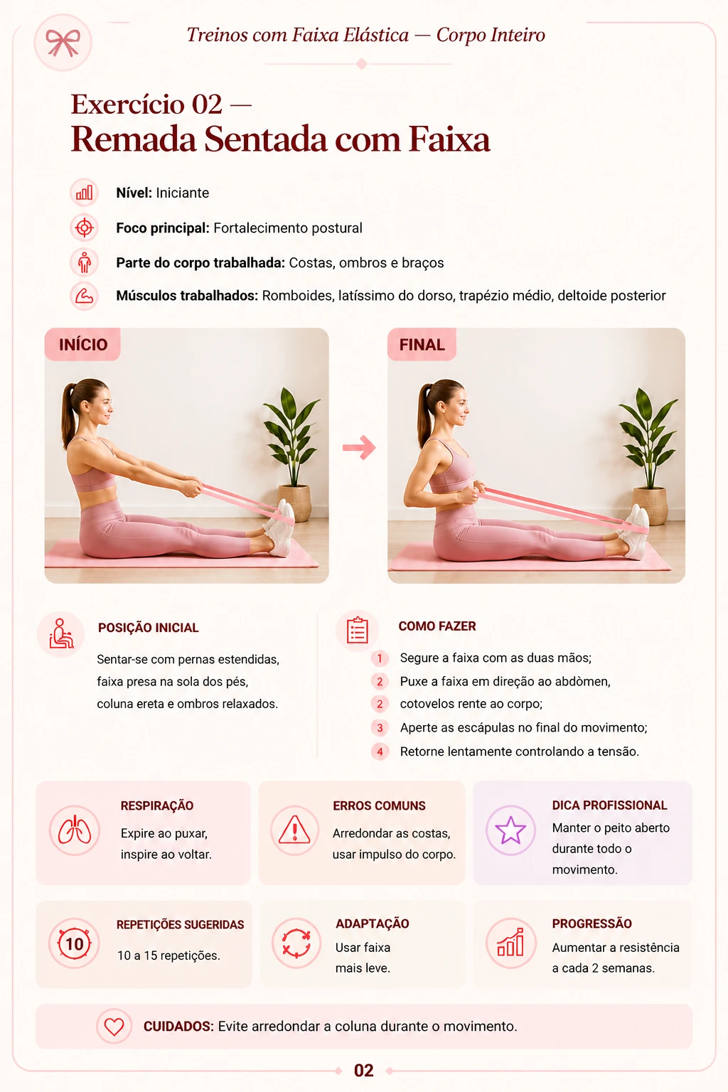 Exercício 02 - Remada Sentada com Faixa