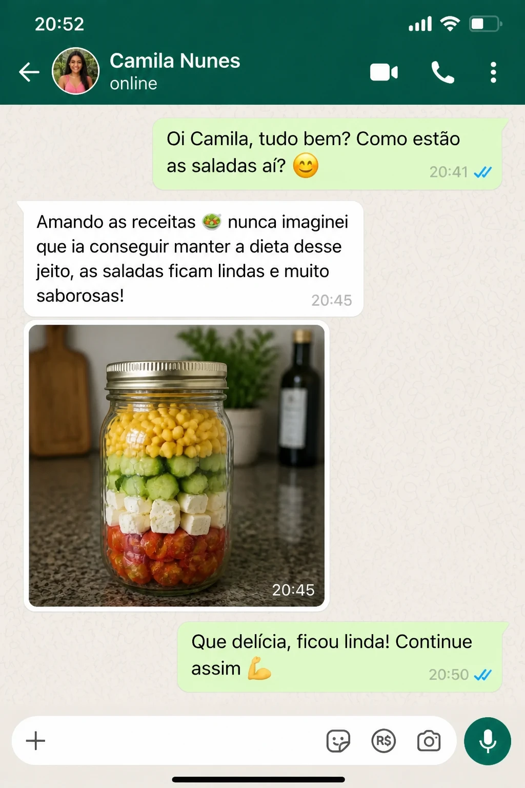 Depoimento 3 de leitora sobre as saladas no pote