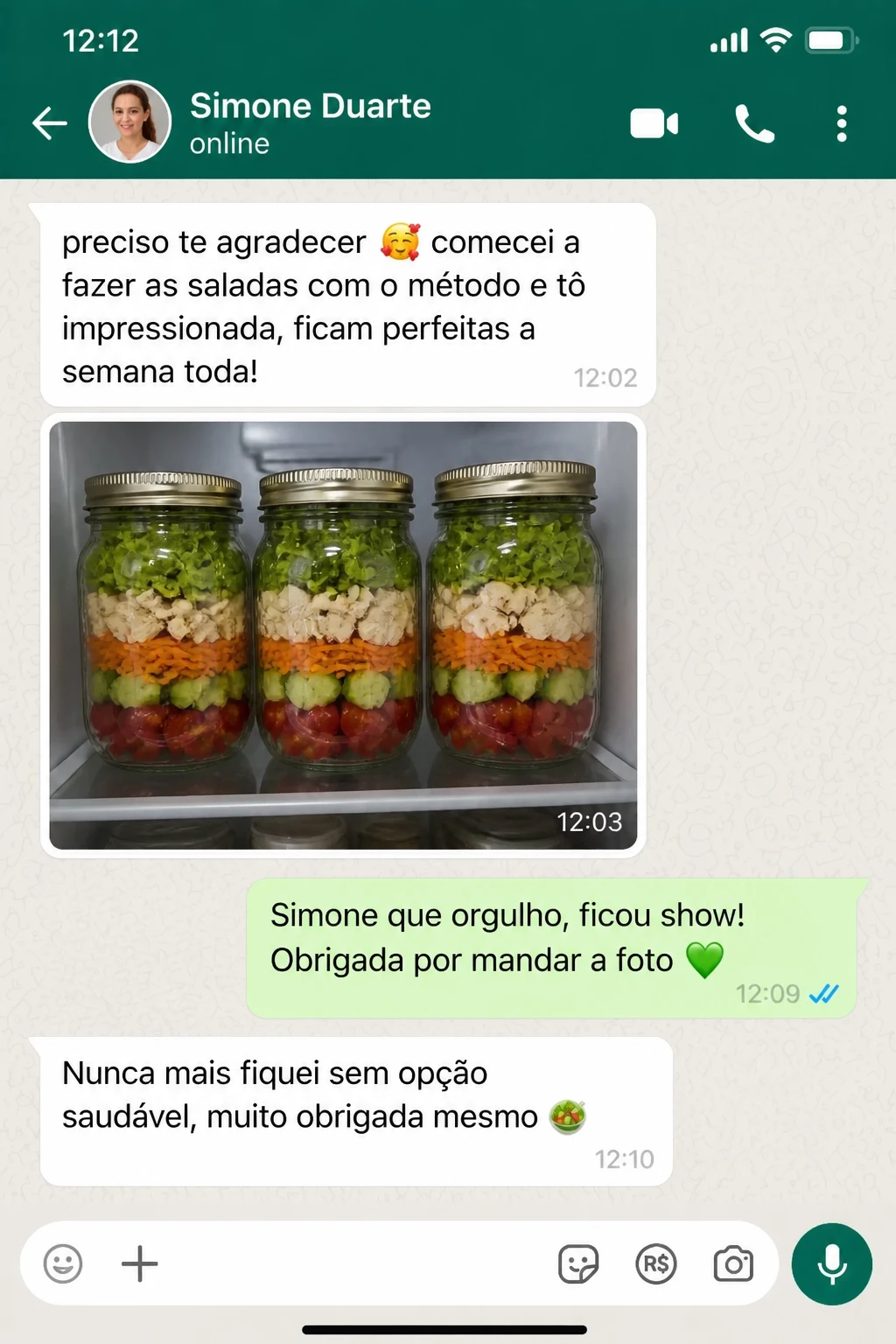 Depoimento 4 de leitora sobre as saladas no pote