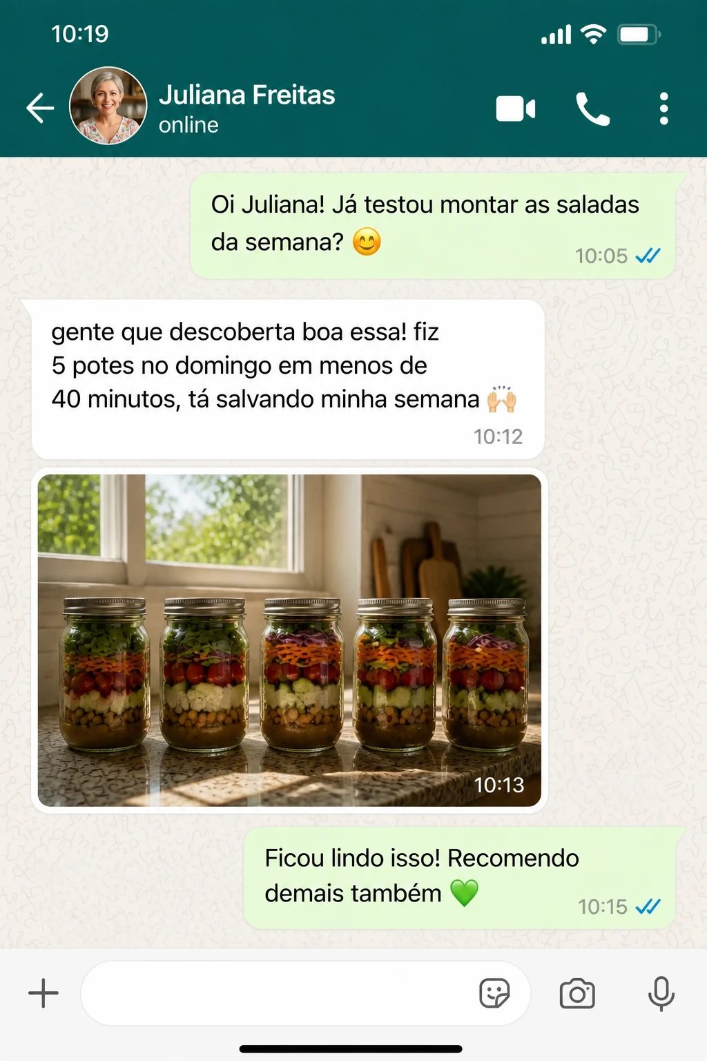 Depoimento 6 de leitora sobre as saladas no pote