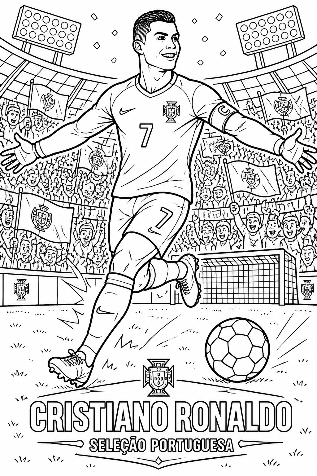 Página do Livro de Colorir do Cristiano Ronaldo