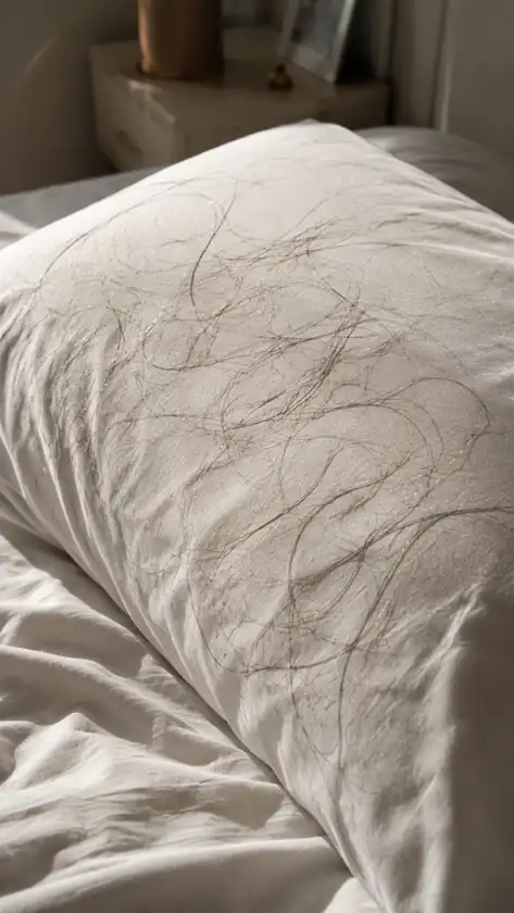 Fios de cabelo sobre o travesseiro